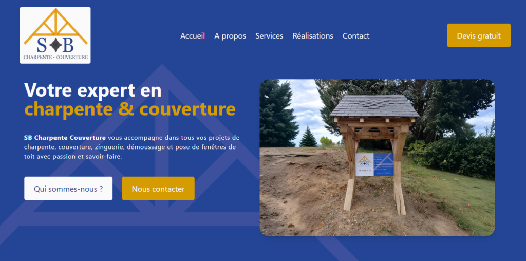 SB Charpente entreprise artisanale – Site vitrine