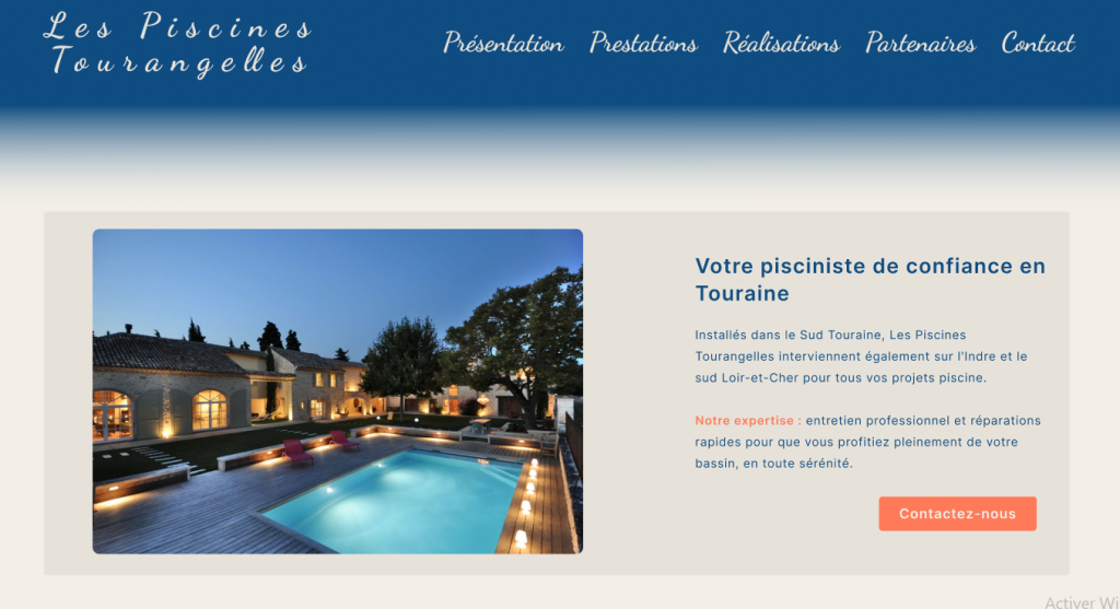 Les piscines Tourangelles – Maquettage site
